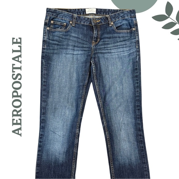 🛍️3/$40 AEROPOSTALE Bayla Skinny Jeans 7/8 Reg Dark Wash Mid Rise Blue Denim - Picture 3 of 7